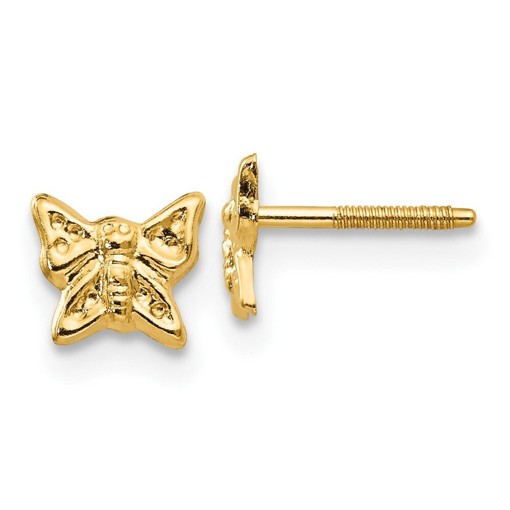 14k Yellow Gold Butterfly Screwback Stud Earrings