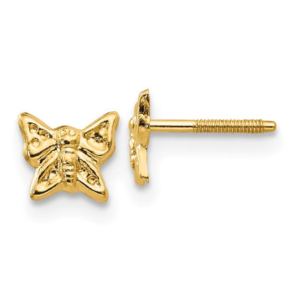 14k Yellow Gold Butterfly Screwback Stud Earrings