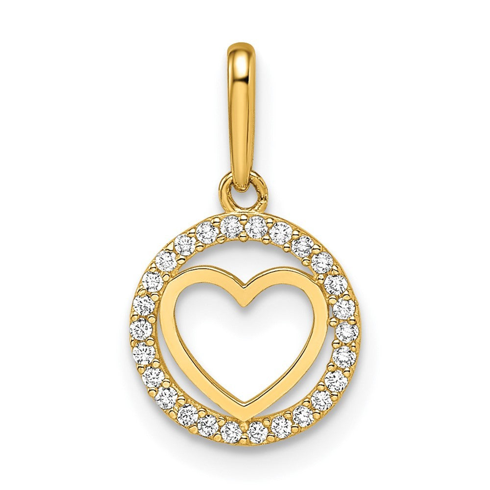 14k Yellow Gold CZ Heart Pendant