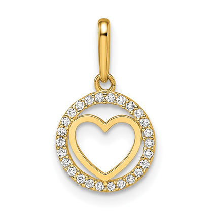 14k Yellow Gold CZ Heart Pendant