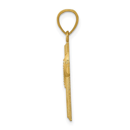 14k Yellow Gold Polished Cross Pendant for Women