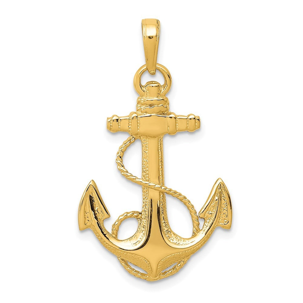 14k Yellow Gold Anchor w Rope Pendant