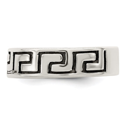 Sterling Silver Antiqued Greek Key Ring Size 6