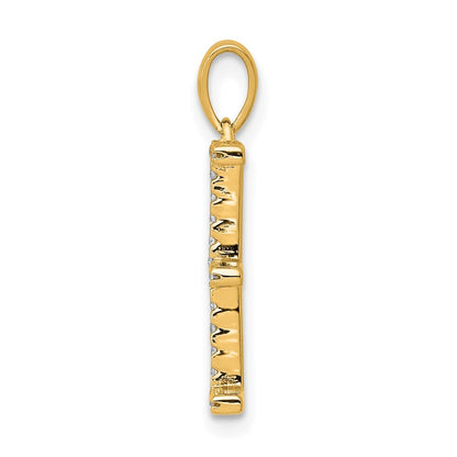 14k Yellow Gold Diamond Letter E Initial Pendant