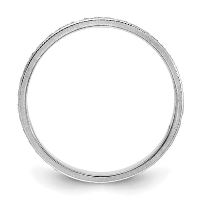 14k White Gold 3.75mm Design Etched Wedding Band Ring Size 6.5
