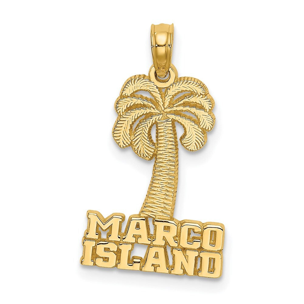 14k Yellow Gold MARCO ISLAND Palm Tree Charm Pendant for Women