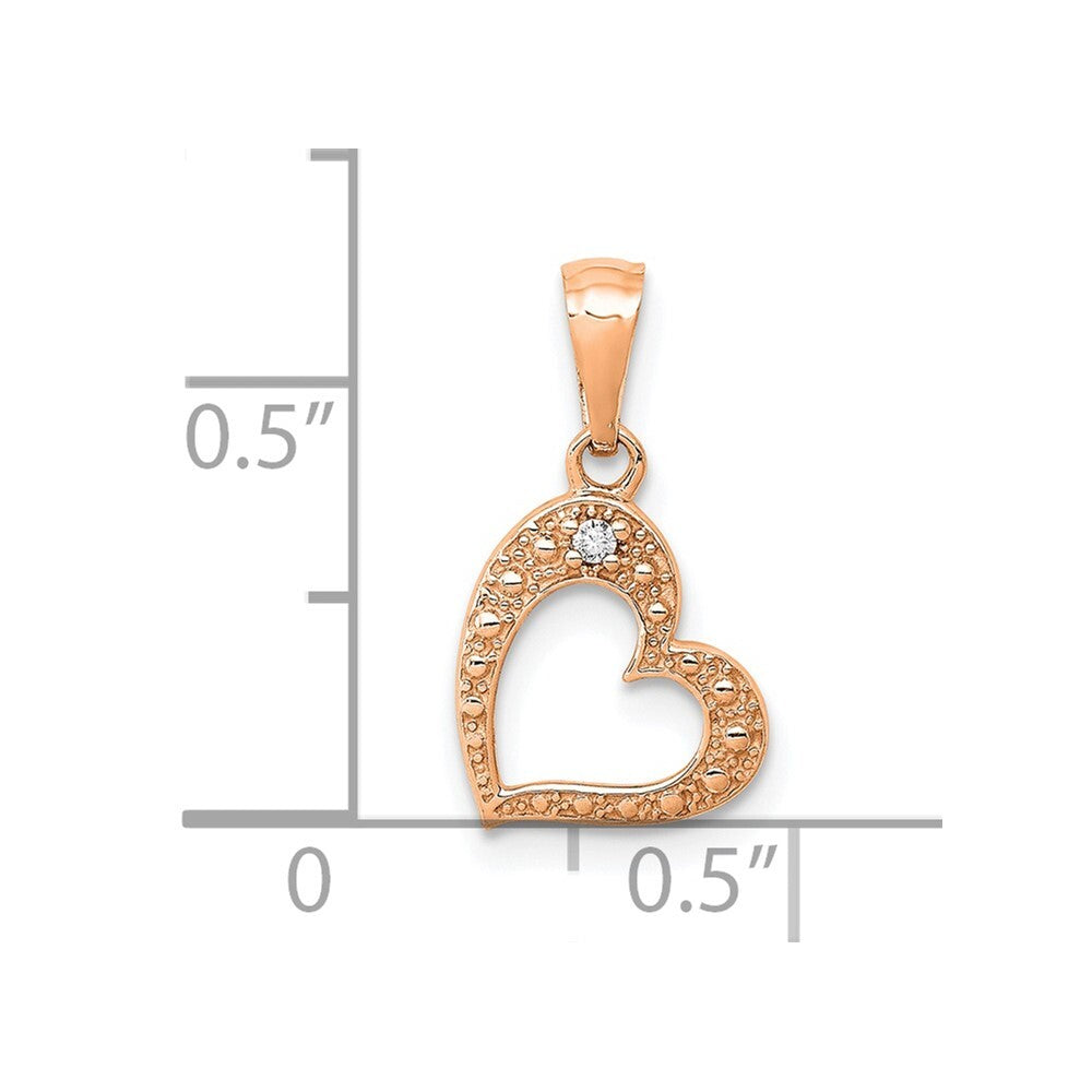 14k Rose Gold .01ct. Diamond Heart Pendant for Women
