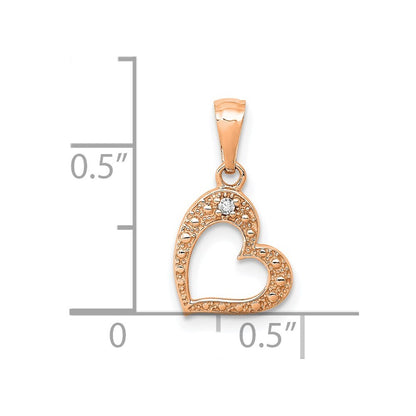 14k Rose Gold .01ct. Diamond Heart Pendant for Women