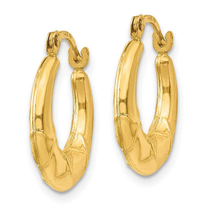 14k Yellow Gold Hollow X Hoop Earrings