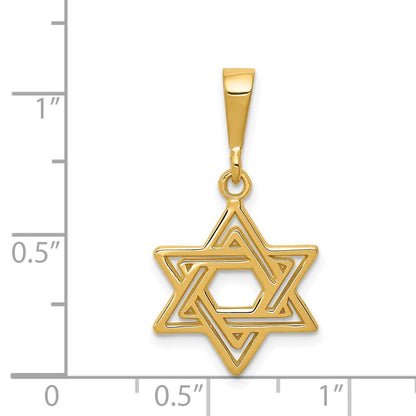 14k Yellow Gold Star of David Charm Pendant for Women