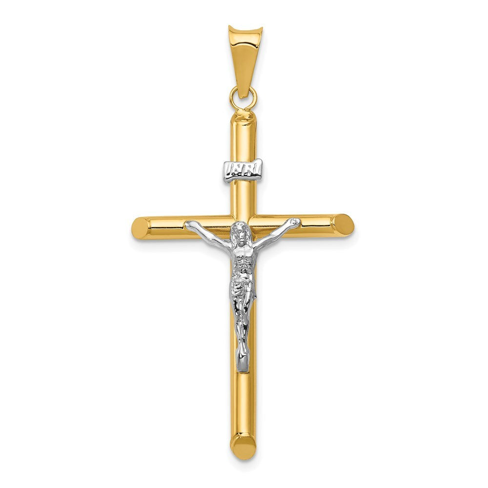 14k Two-tone Gold Polished Jesus Crucifix Pendant for Women
