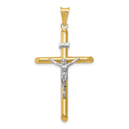 14k Two-tone Gold Polished Jesus Crucifix Pendant for Women