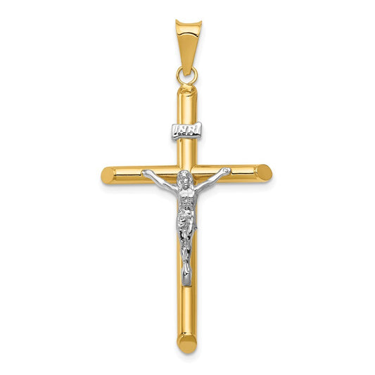 14k Two-tone Gold Polished Jesus Crucifix Pendant for Women