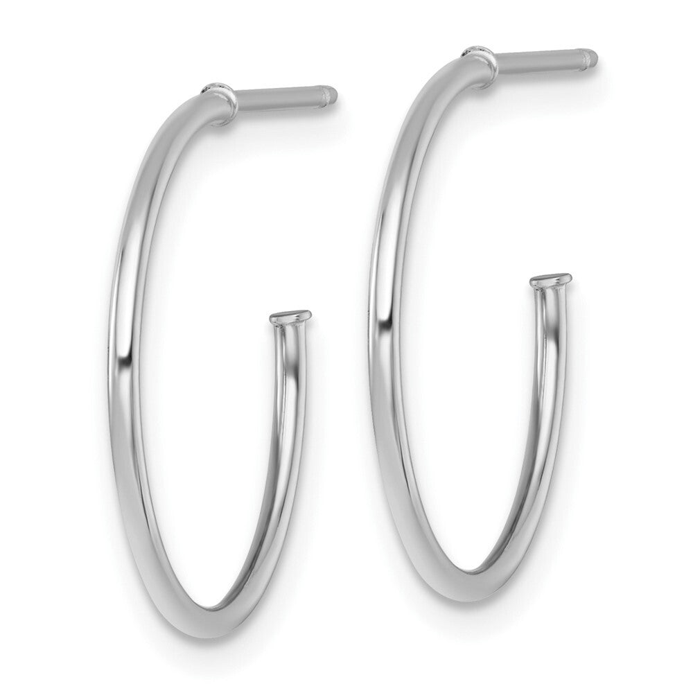 14k White Gold Polished 1.2 x 20mm Solid C-Hoop Earrings Gift for Women
