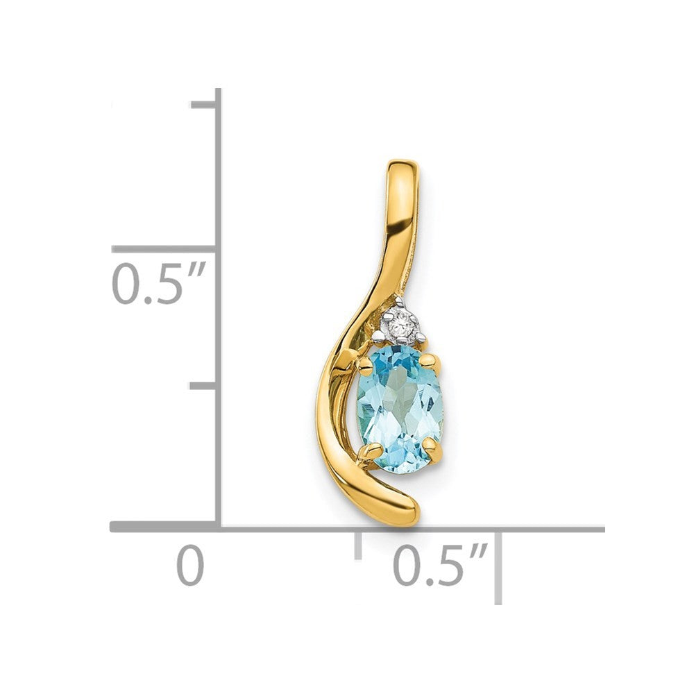 14k Yellow Gold Blue Topaz and Diamond Pendant