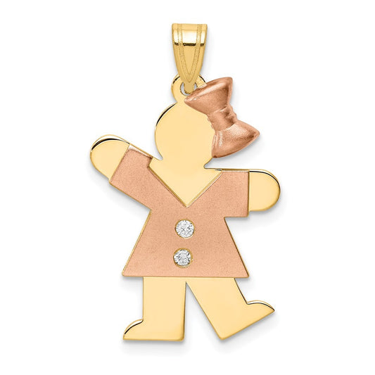 14k Two-Tone Gold AA Diamond Kid Pendant