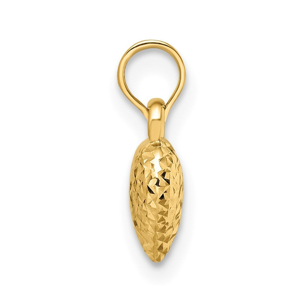 14k Yellow Gold Polished Diamond-cut Small Puffed Heart Pendant