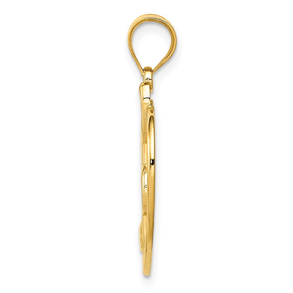 14k Yellow Gold Treble Clef in Heart Charm Pendant for Women