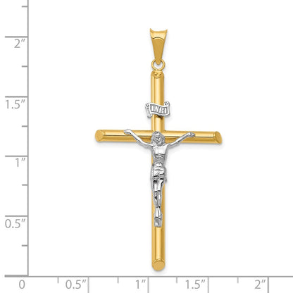 14k Two-tone Gold Polished Jesus Crucifix Pendant for Women
