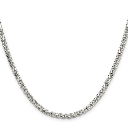 Sterling Silver 3.5mm Diamond-cut Square Spiga Chain Necklace