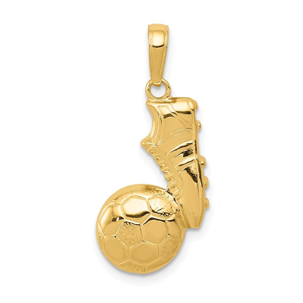 14k Yellow Gold Soccer Ball and Shoe Pendant for Women