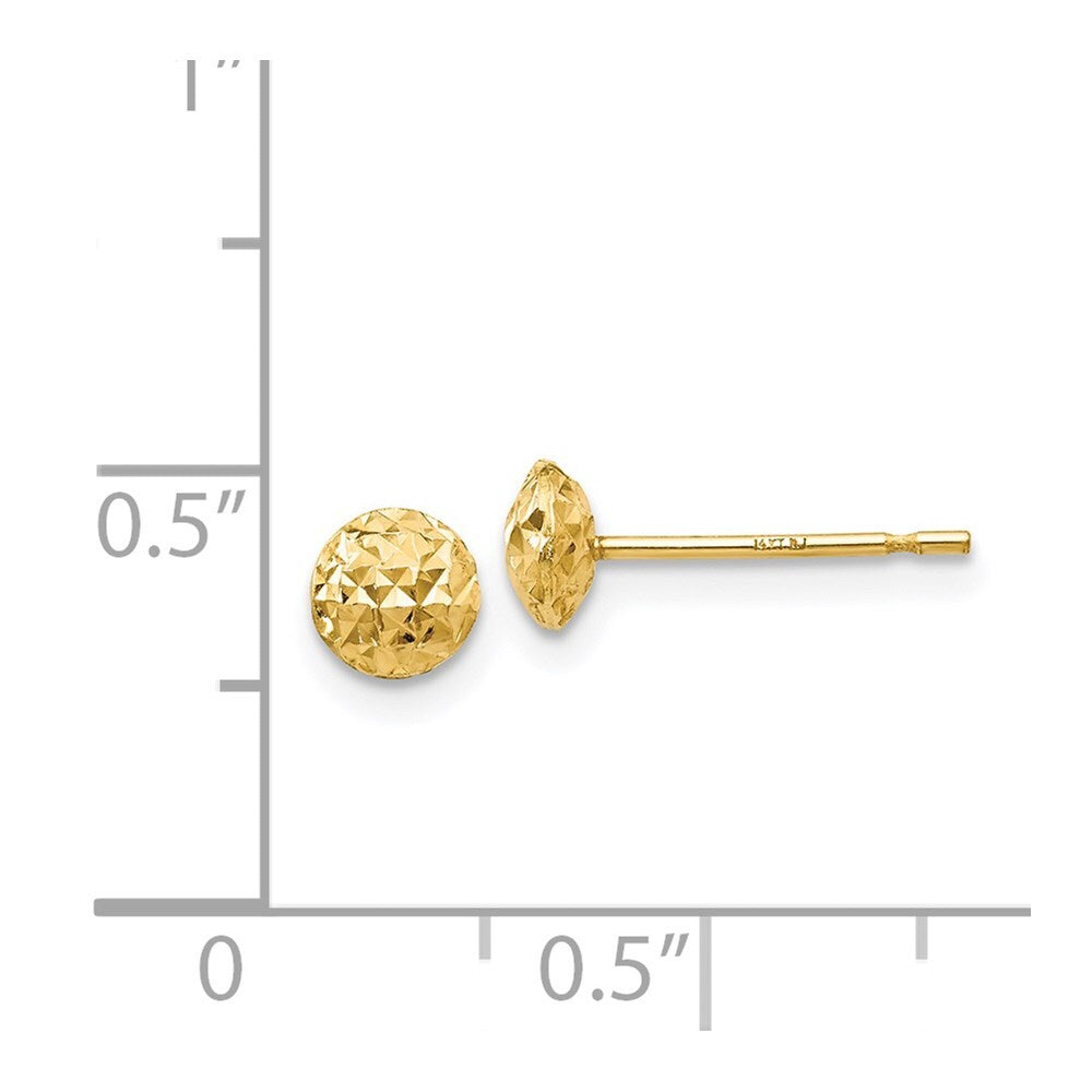 14k Yellow Gold Gold 5mm Circle Puff Stud Earrings Gift for Women