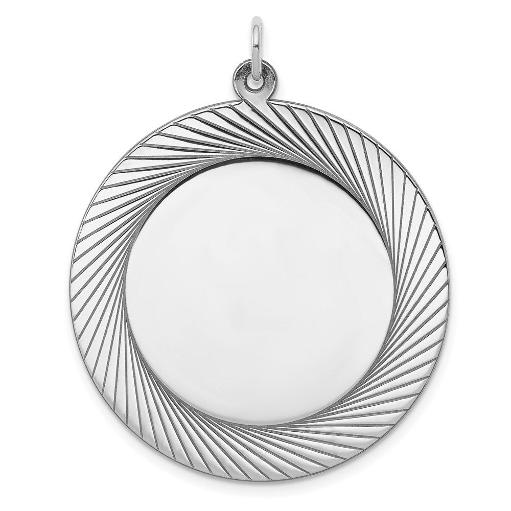 Sterling Silver Engraveable Round Polished Front/Satin Back Disc Charm