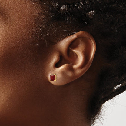 14k Yellow Gold Madi K Ruby 5mm Square Post Earrings