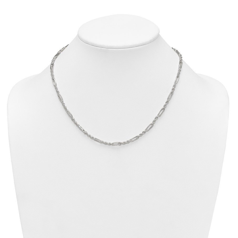 Sterling Silver Polished 4.0mm Figaro Rope 18 Inch Necklace