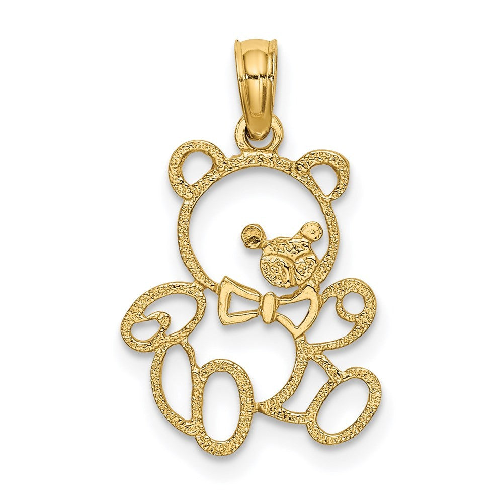 14k Yellow Gold Cut out Teddy Bear Charm