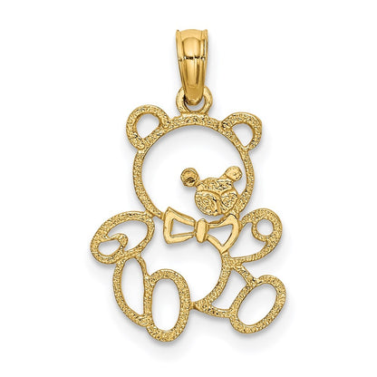 14k Yellow Gold Cut out Teddy Bear Charm