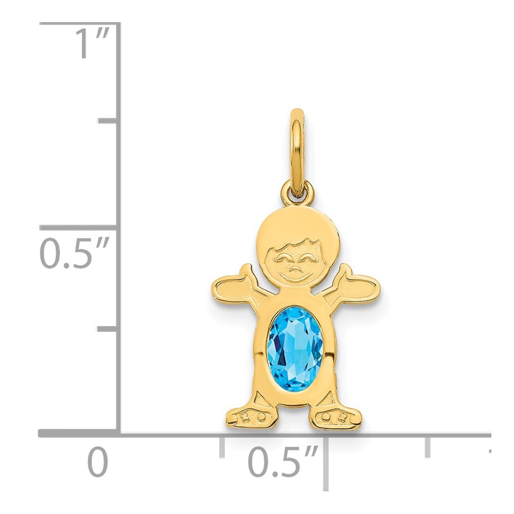 14k Yellow Gold Boy 6x4 Oval Genuine Blue Topaz-December Pendant for Women