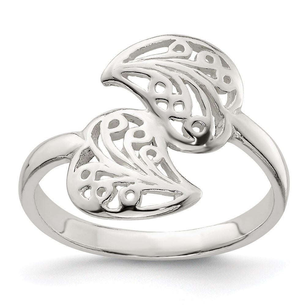 Sterling Silver Polished Filigree Ring Size 6