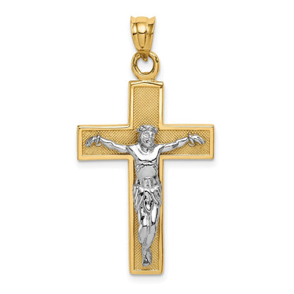 14k Two-tone Gold Crucifix Pendant for Women