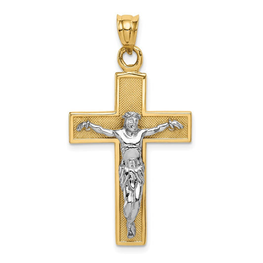 14k Two-tone Gold Crucifix Pendant for Women