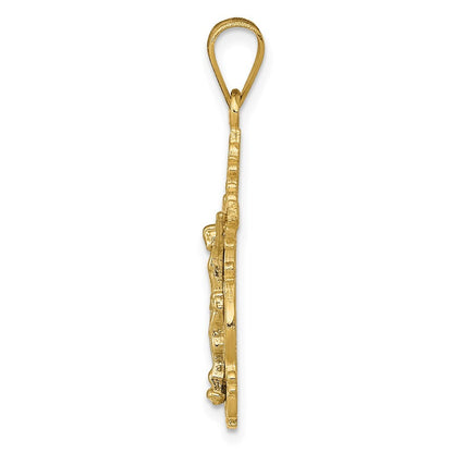 14k Two-tone Gold Small Narrow Cross Crucifix Pendant for Women