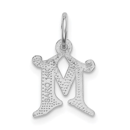 14k White Gold Diamond-cut Letter M Initial Charm Pendant for Women