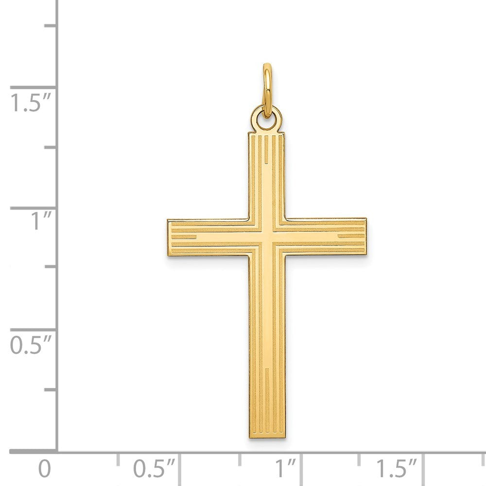 14k Yellow Gold Laser Designed Cross Pendant