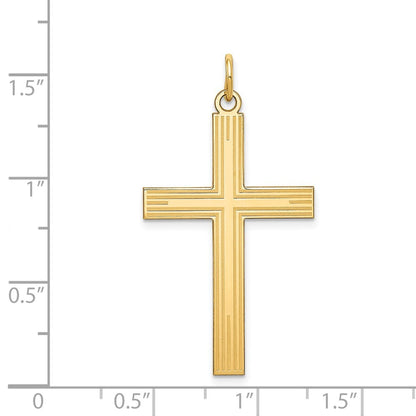 14k Yellow Gold Laser Designed Cross Pendant