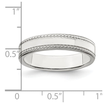 Sterling Silver 4mm Flat with Rope Edge Size 6 Band