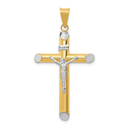 14k Two-tone Gold Rhodium Inri Crucifix Pendant for Women