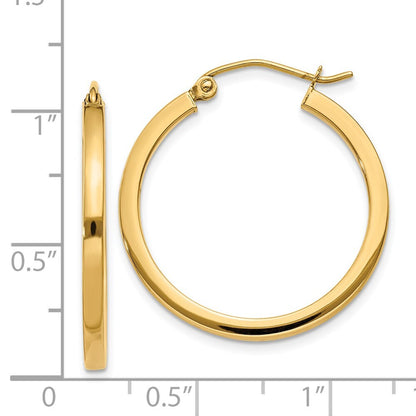 14k Yellow Gold 2mm Square Tube Hoop Earrings Gift for Women