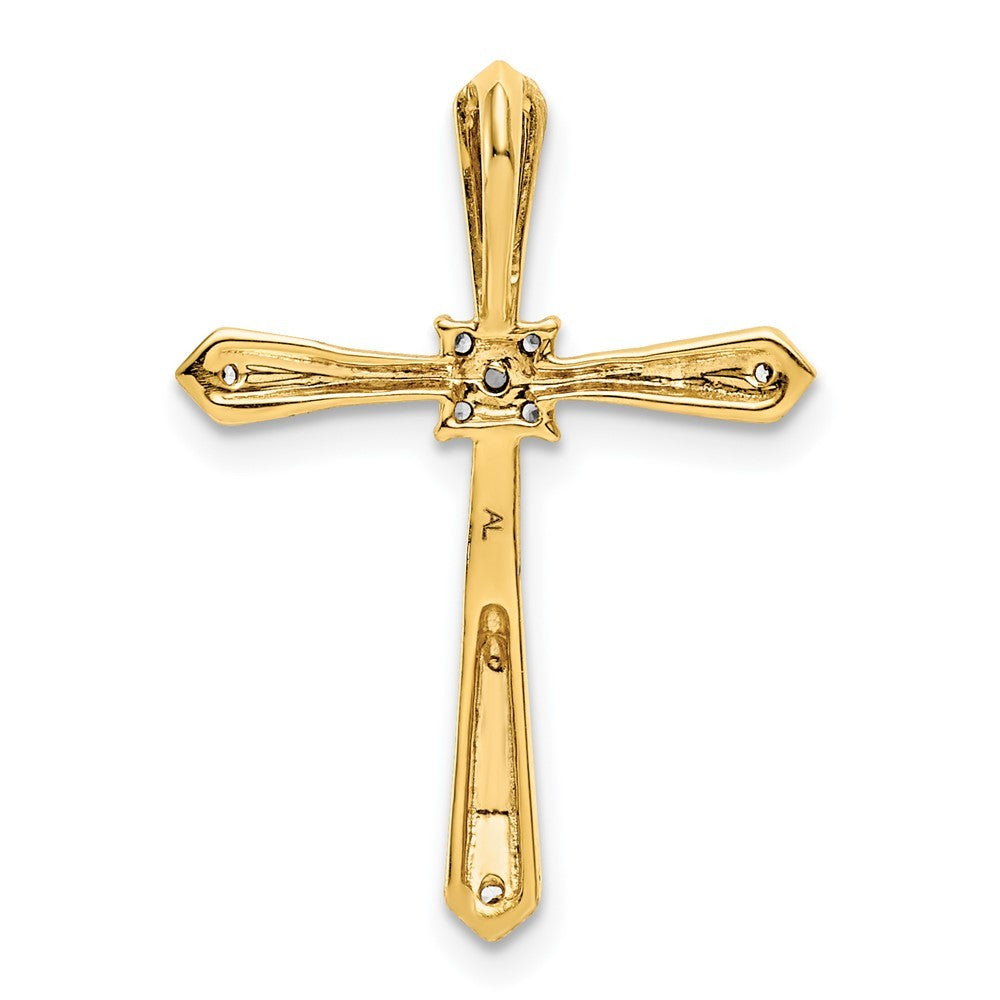 14k Yellow Gold 1/20ct. w Rhodium Diamond Cross Chain Slide
