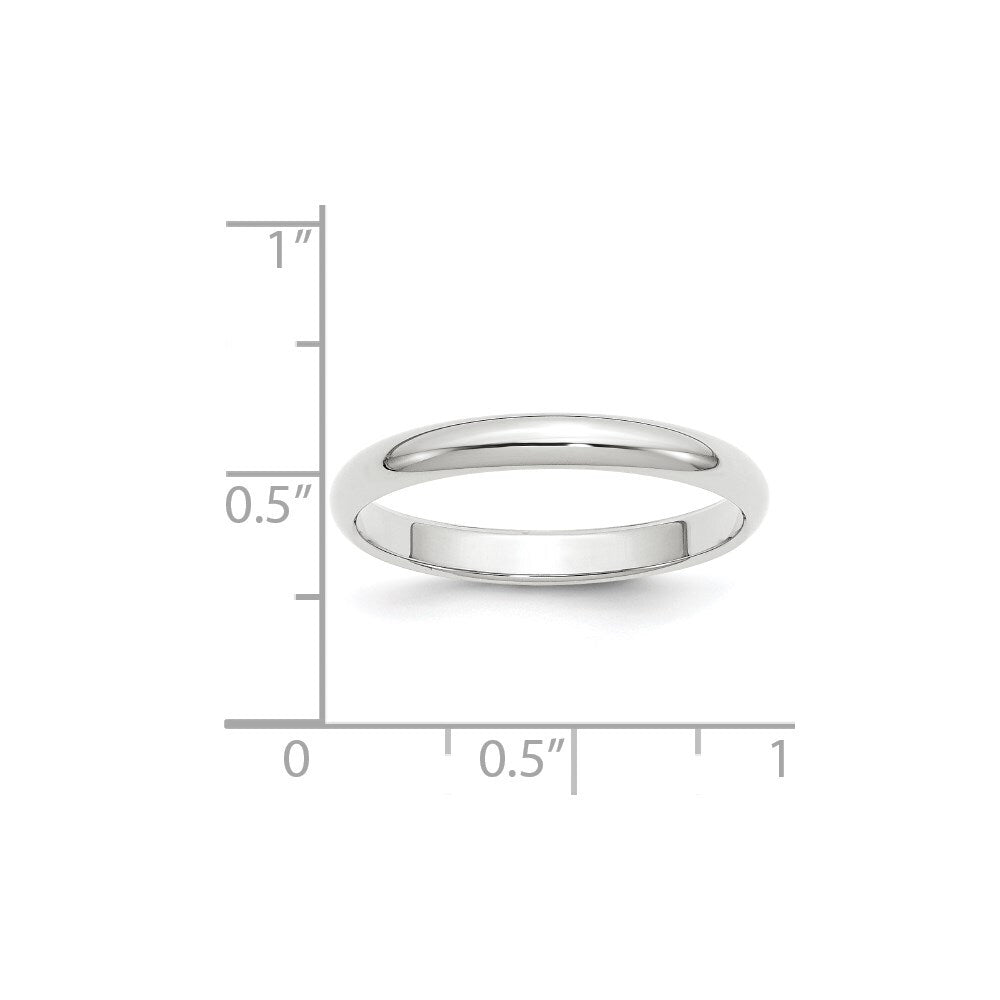 14k White Gold 2mm Half-Round Wedding Band Size 6