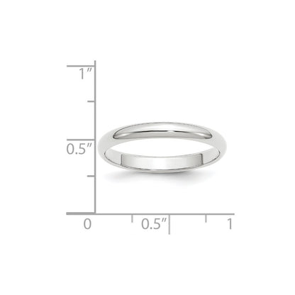 14k White Gold 2mm Half-Round Wedding Band Size 6
