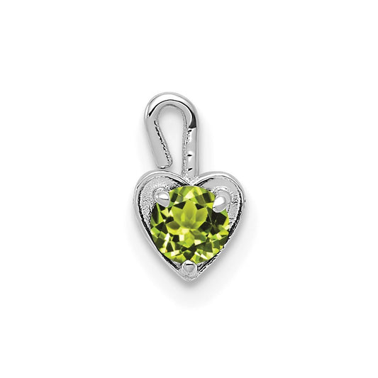 14k White Gold August Synthetic Birthstone Heart Charm Pendant for Women