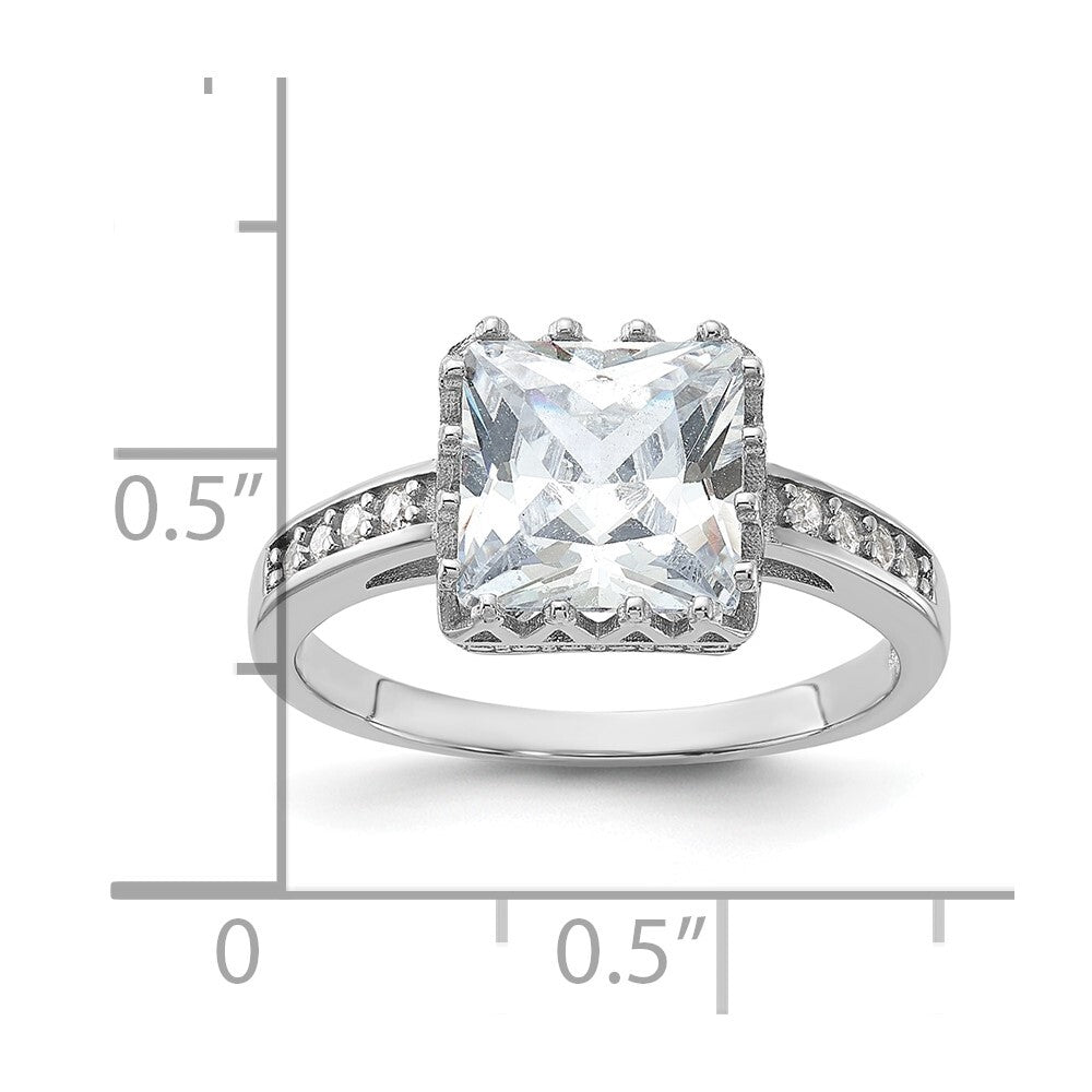 Sterling Silver Rhodium-plated Polished Cubic Zirconia Ring Size 6