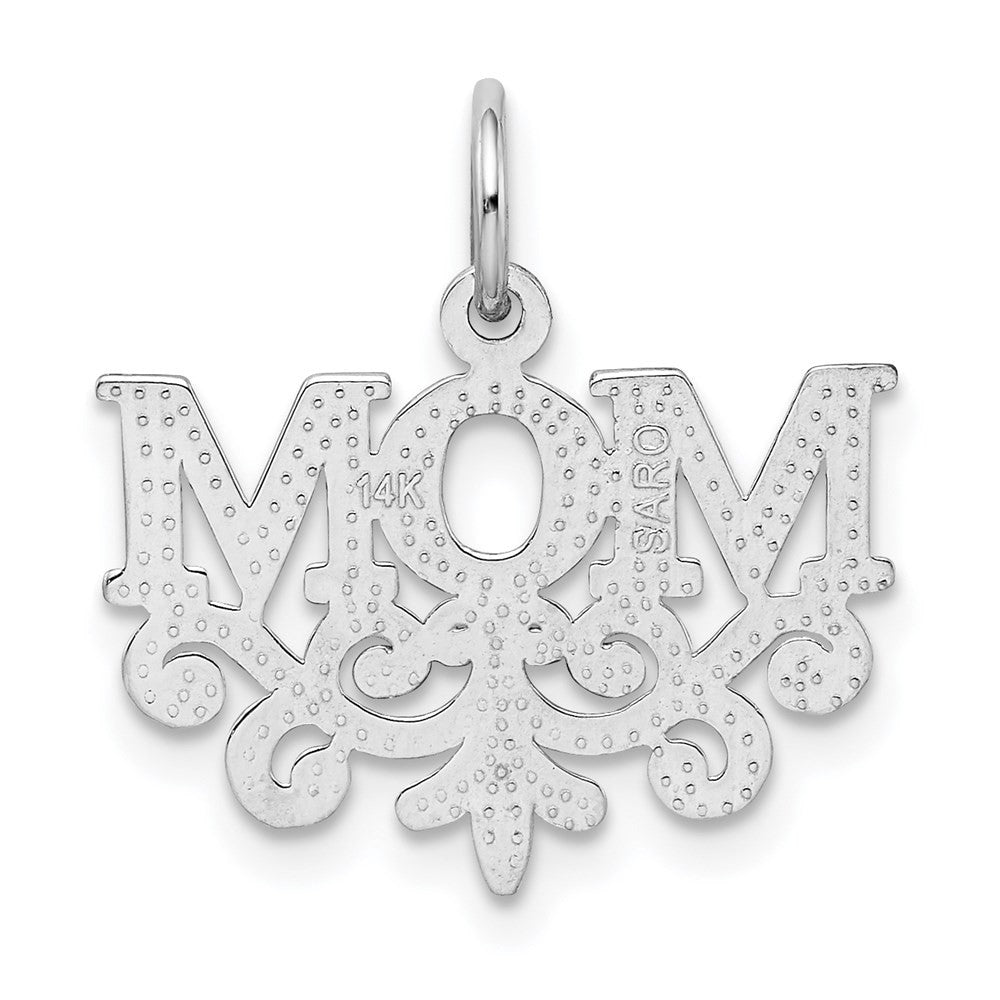 14k White Gold MOM Charm Pendant