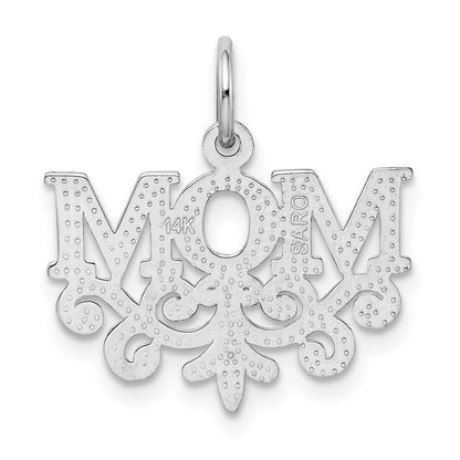 14k White Gold MOM Charm Pendant