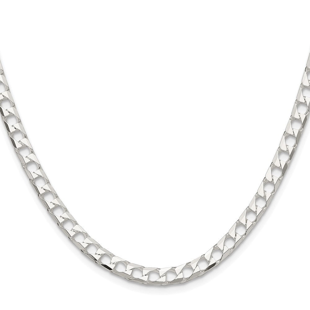 Sterling Silver Rhodium-plated 5mm Diamond-Cut Square Curb Chain Necklace